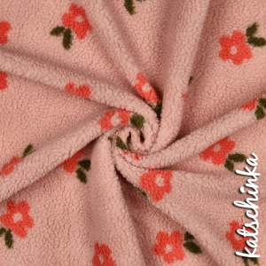 Teddyplüsch Blumen hellrosa 08034.004 | Teddystoff | Teddy Plüschstoff
